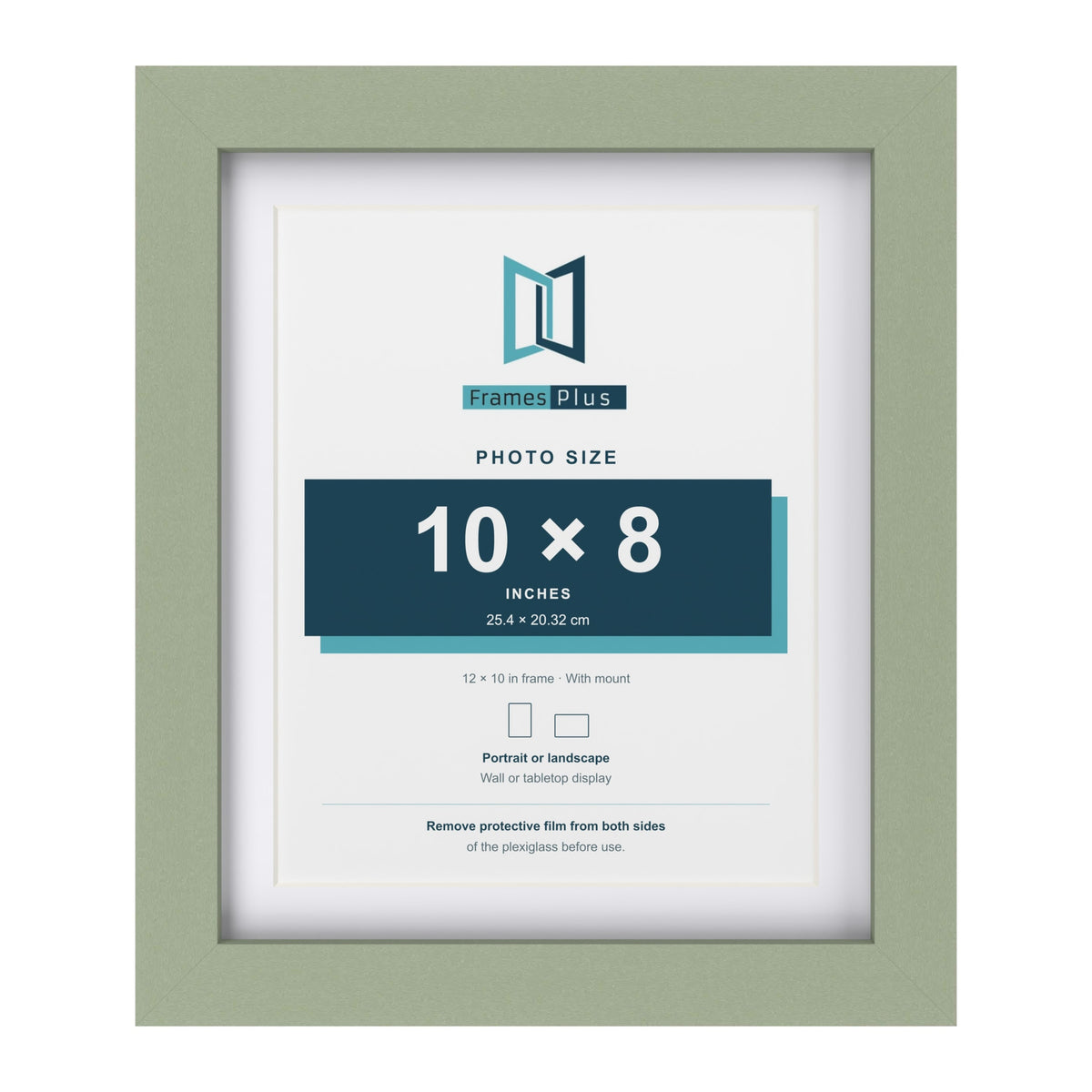 Green 12 x 10 inch picture frame with a white mount for a 10 x 8 inch photo