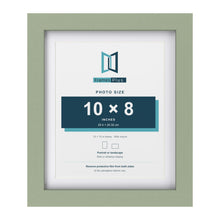 Green 12 x 10 inch picture frame with a white mount for a 10 x 8 inch photo
