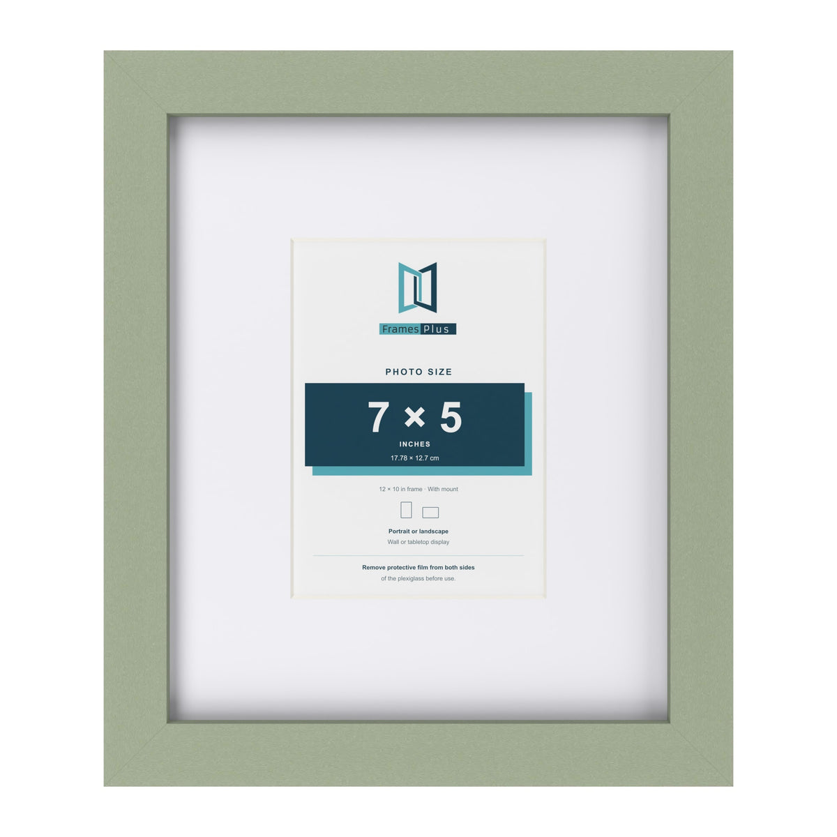 Green 12 x 10 inch picture frame with a white mount for a 7 x 5 inch photo