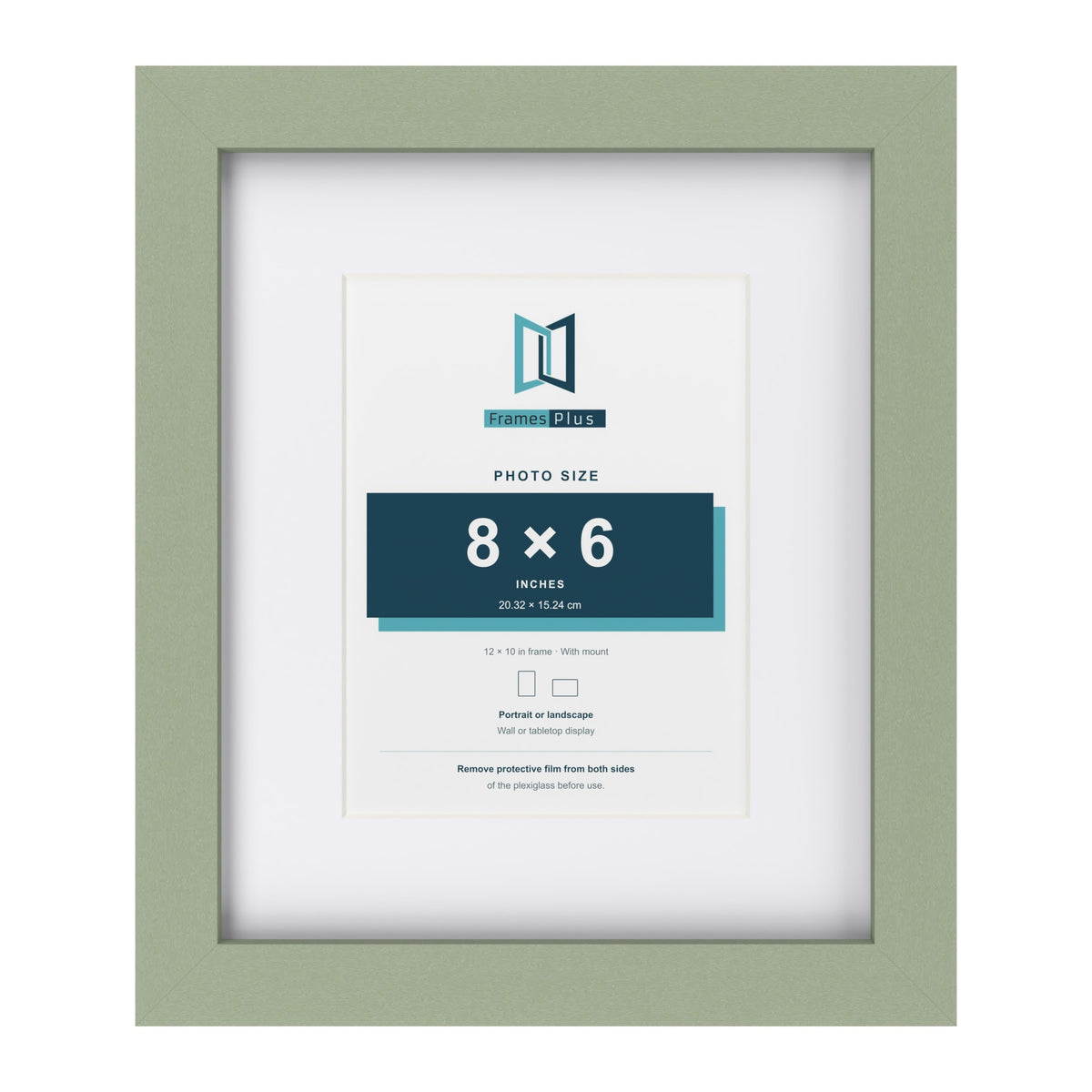 Green 12 x 10 inch picture frame with a white mount for a 8 x 6 inch photo