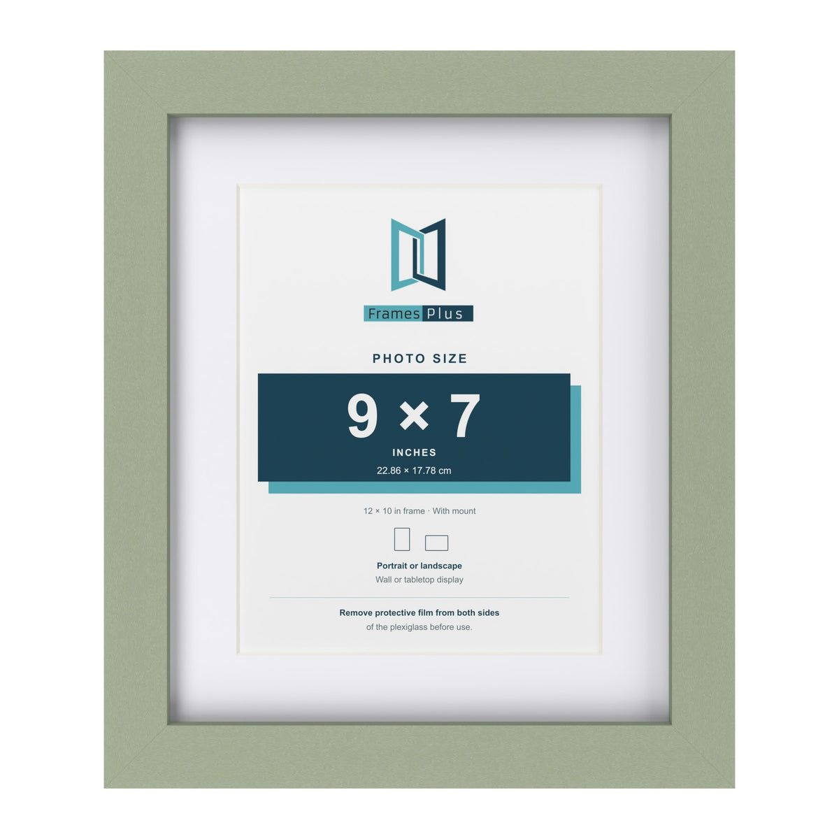 Green 12 x 10 inch picture frame with a white mount for a 9 x 7 inch photo
