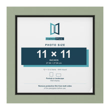 Green 12 x 12 inch picture frame with a black mount for an 11 x 11 inch photo