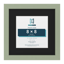 Green 12 x 12 inch picture frame with a black mount for an 8 x 8 inch photo