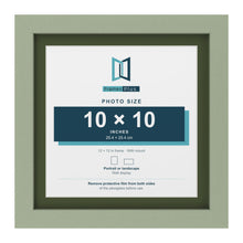 Green 12 x 12 inch picture frame with a green mount for a 10 x 10 inch photo