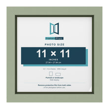 Green 12 x 12 inch picture frame with a green mount for an 11 x 11 inch photo