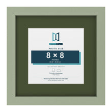 Green 12 x 12 inch picture frame with a green mount for an 8 x 8 inch photo
