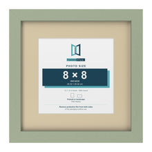 Green 12 x 12 inch picture frame with an ivory mount for an 8 x 8 inch photo