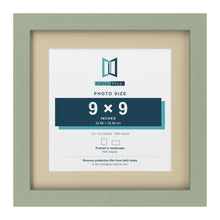 Green 12 x 12 inch picture frame with an ivory mount for a 9 x 9 inch photo