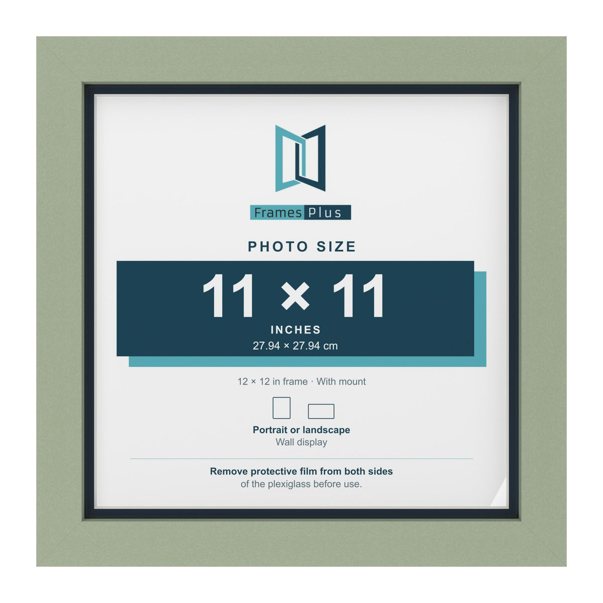 Green 12 x 12 inch picture frame with a Pacific Blue mount for an 11 x 11 inch photo