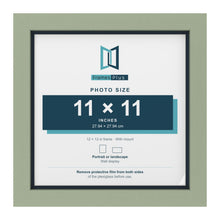 Green 12 x 12 inch picture frame with a Pacific Blue mount for an 11 x 11 inch photo