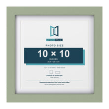 Green 12 x 12 inch picture frame with a white mount for a 10 x 10 inch photo