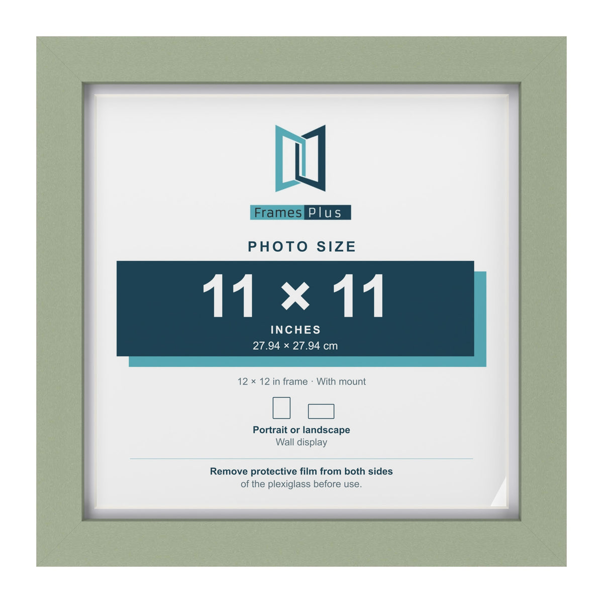 Green 12 x 12 inch picture frame with a white mount for a 11 x 11 inch photo