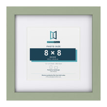 Green 12 x 12 inch picture frame with a white mount for a 8 x 8 inch photo