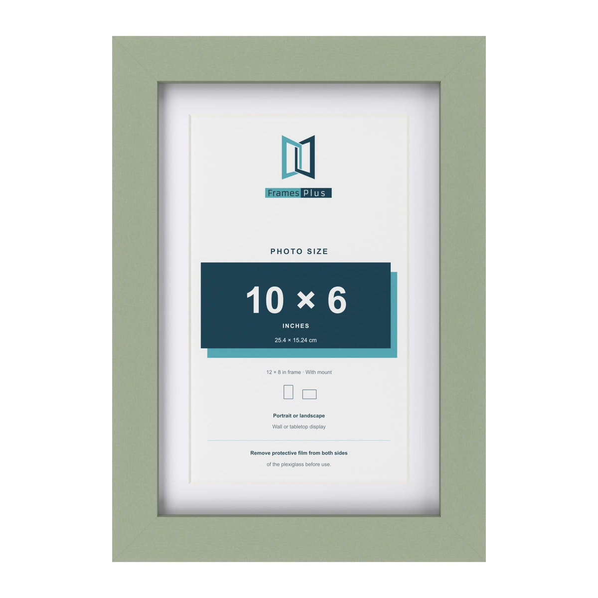 Green 12 x 8 inch picture frame with a white mount for a 10 x 6 inch photo