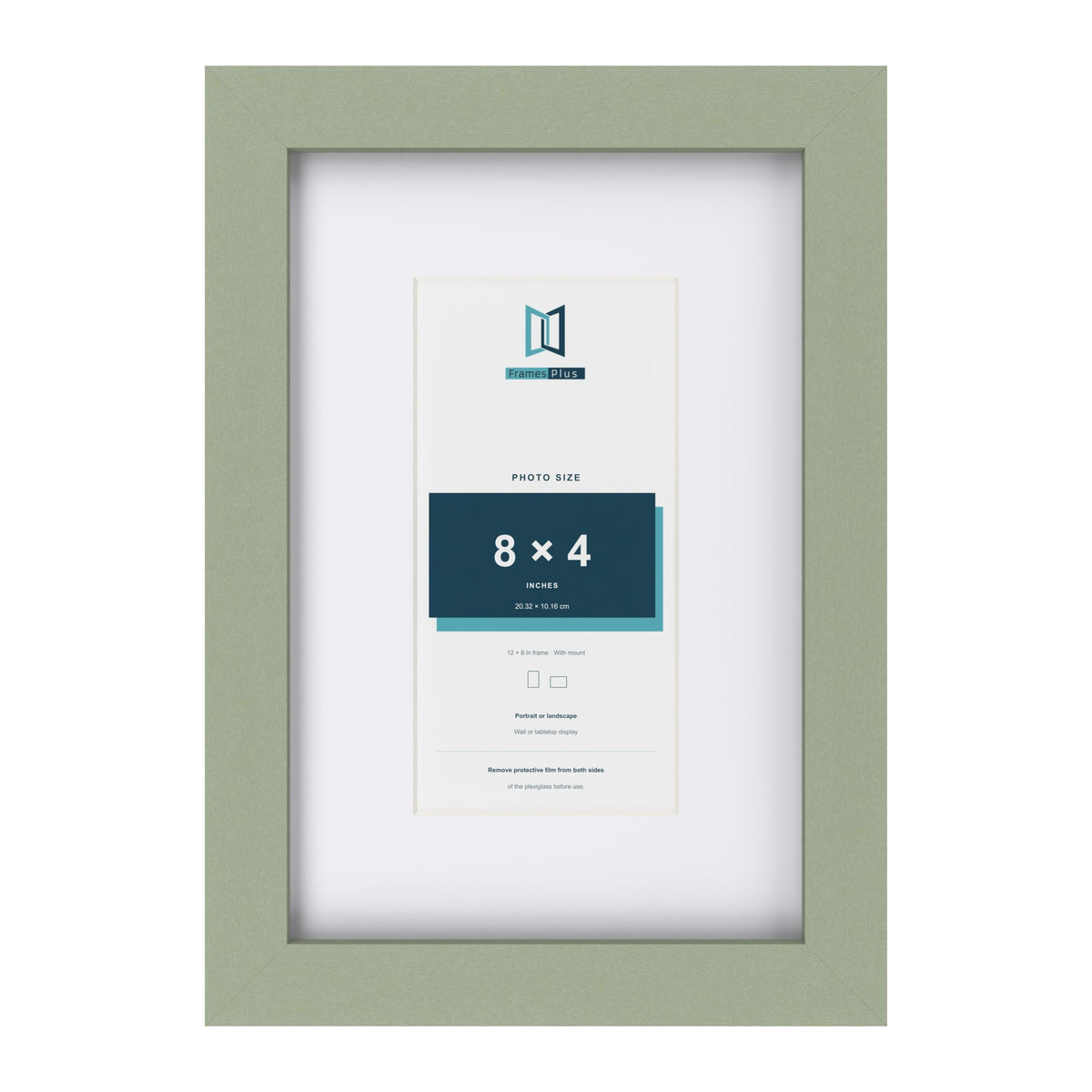 Green 12 x 8 inch picture frame with a white mount for an 8 x 4 inch photo