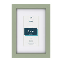 Green 12 x 8 inch picture frame with a white mount for an 8 x 4 inch photo