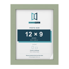 Green picture frame for a 12 x 9 inch photo