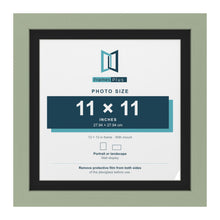 Green 13 x 13 inch picture frame with a black mount for an 11 x 11 inch photo