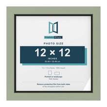 Green 13 x 13 inch picture frame with a black mount for a 12 x 12 inch photo