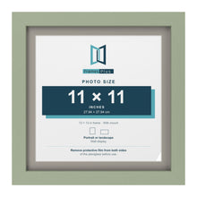 Green 13 x 13 inch picture frame with a Dawn Grey mount for an 11 x 11 inch photo