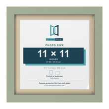 Green 13 x 13 inch picture frame with an ivory mount for an 11 x 11 inch photo