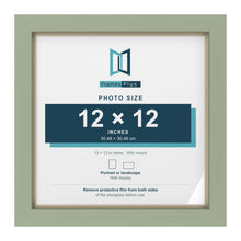 Green 13 x 13 inch picture frame with an ivory mount for a 12 x 12 inch photo