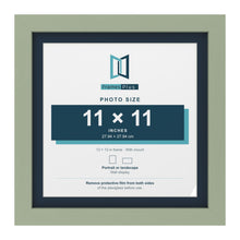 Green 13 x 13 inch picture frame with a Pacific Blue mount for an 11 x 11 inch photo