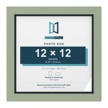 Green 13 x 13 inch picture frame with a Pacific Blue mount for a 12 x 12 inch photo
