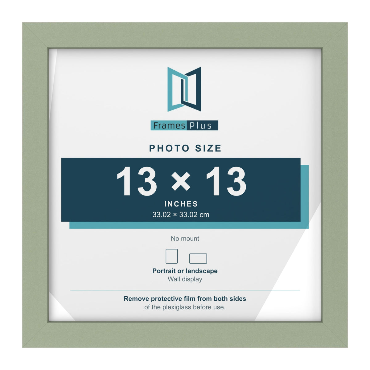 Green picture frame for a 13 x 13 inch photo