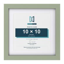 Green 13 x 13 inch picture frame with a white mount for a 10 x 10 inch photo