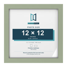 Green 13 x 13 inch picture frame with a white mount for a 12 x 12 inch photo