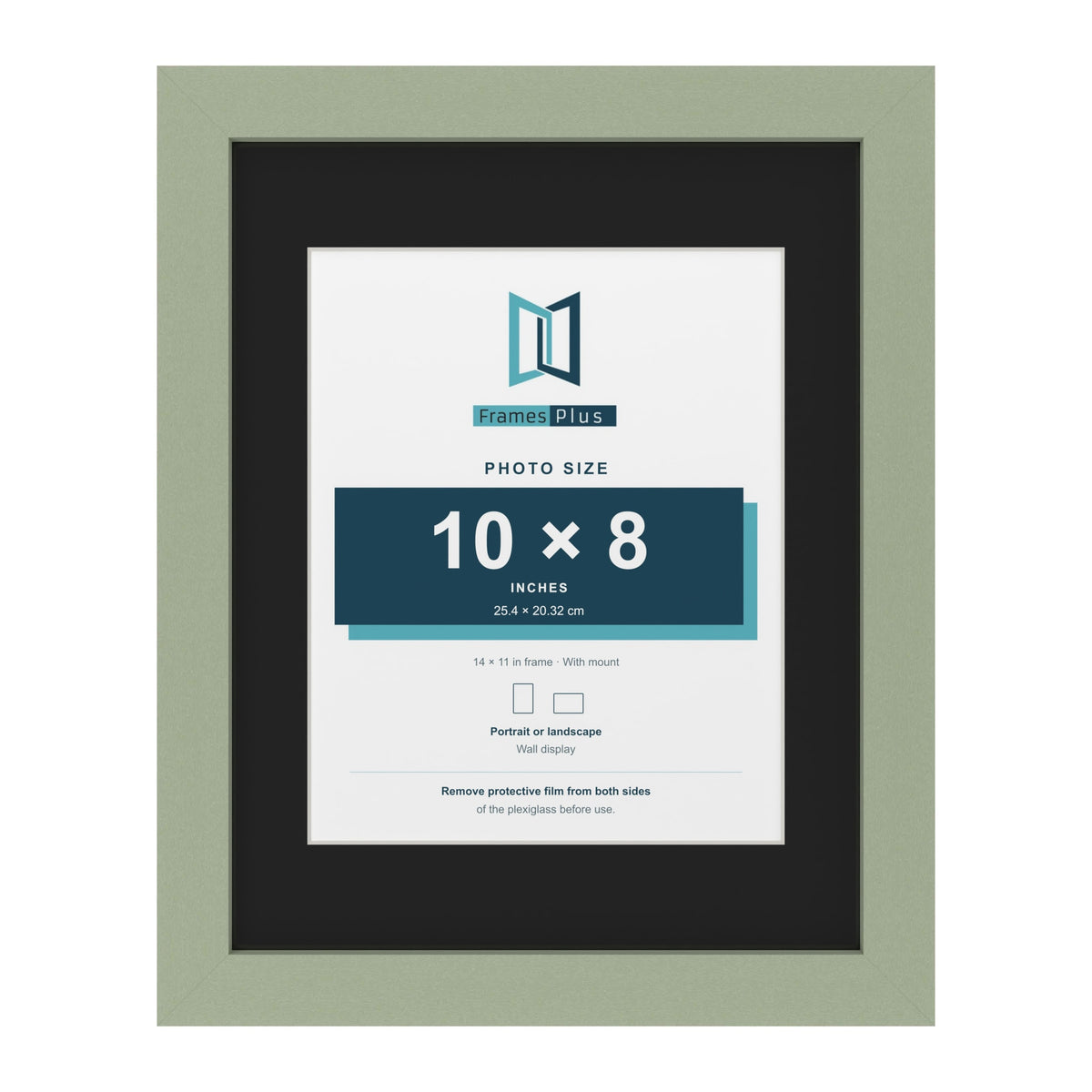 Green 14 x 11 inch picture frame with a black mount for a 10 x 8 inch photo