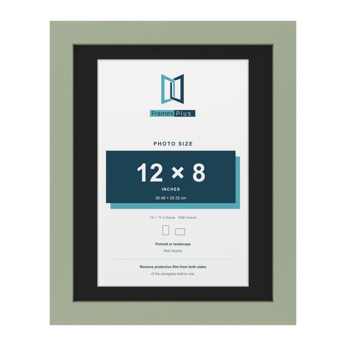 Green 14 x 11 inch picture frame with a black mount for a 12 x 8 inch photo