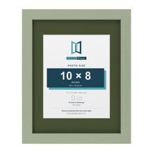 Green 14 x 11 inch picture frame with a green mount for a 10 x 8 inch photo