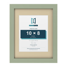 Green 14 x 11 inch picture frame with an ivory mount for a 10 x 8 inch photo