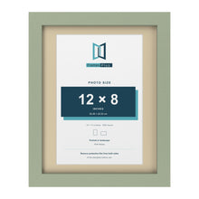 Green 14 x 11 inch picture frame with an ivory mount for a 12 x 8 inch photo