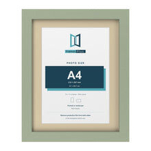 Green 14 x 11 inch picture frame with an ivory mount for an A4 photo