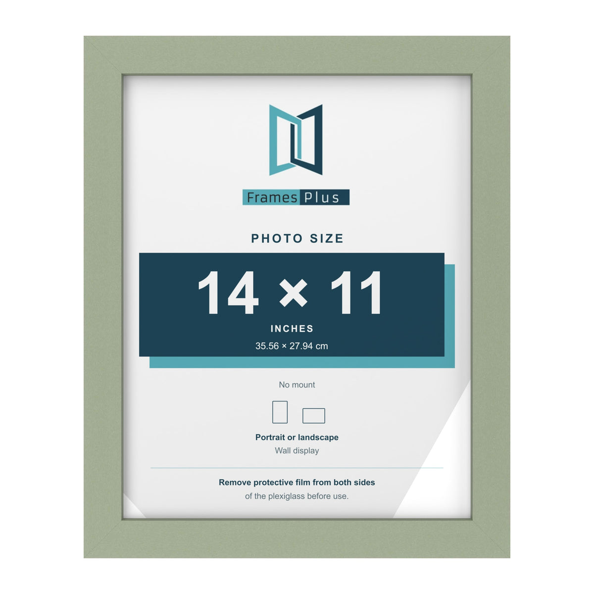 Green picture frame for a 14 x 11 inch photo