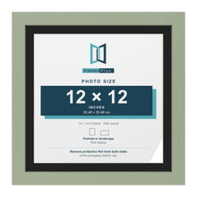 Green 14 x 14 inch picture frame with a black mount for a 12 x 12 inch photo