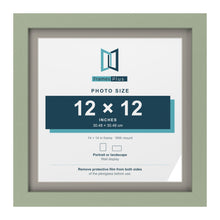 Green 14 x 14 inch picture frame with a Dawn Grey mount for a 12 x 12 inch photo