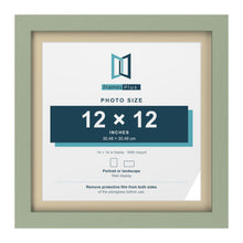 Green 14 x 14 inch picture frame with an ivory mount for a 12 x 12 inch photo