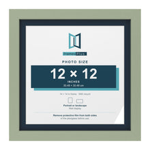 Green 14 x 14 inch picture frame with a Pacific Blue mount for a 12 x 12 inch photo