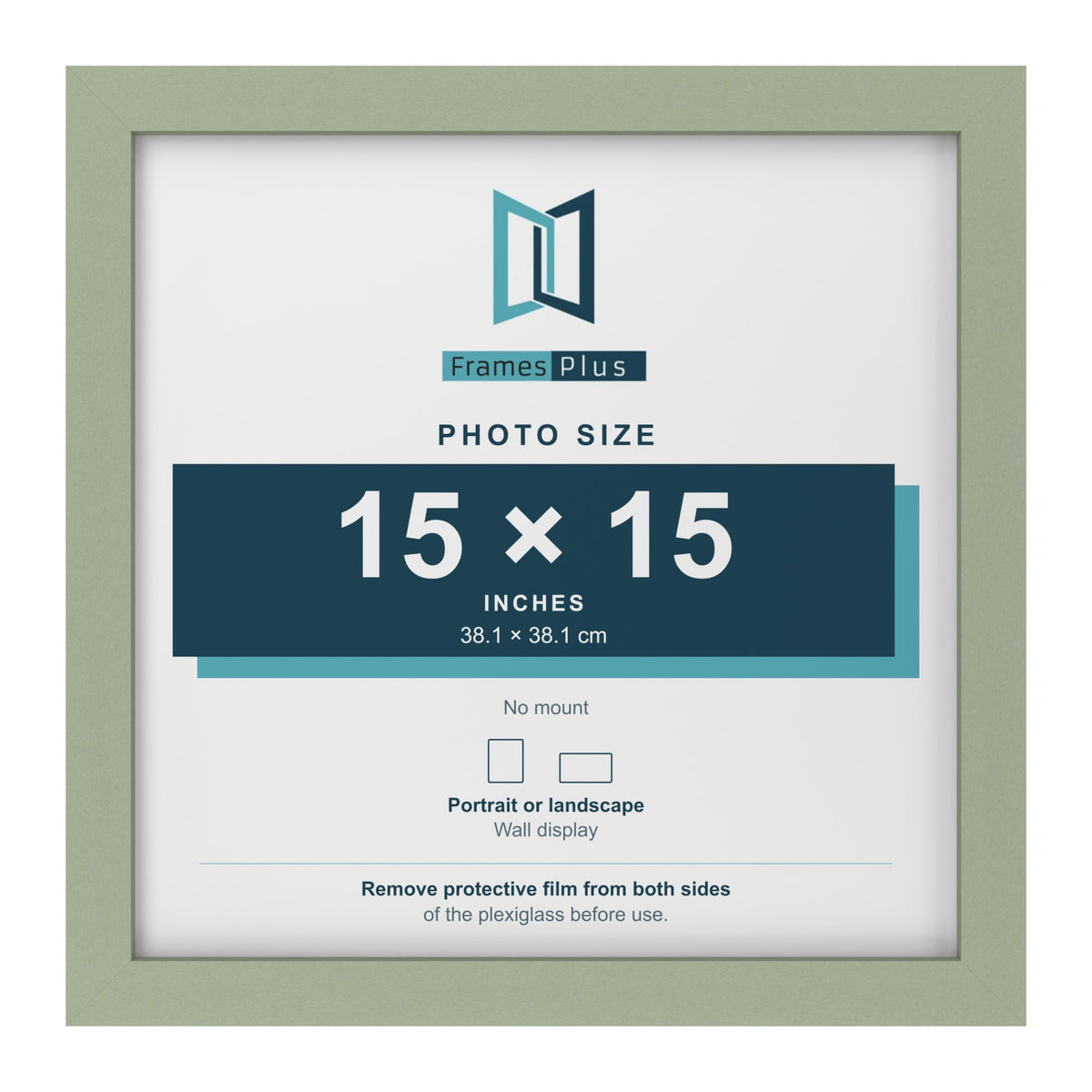 Green picture frame for a 15 x 15 inch photo