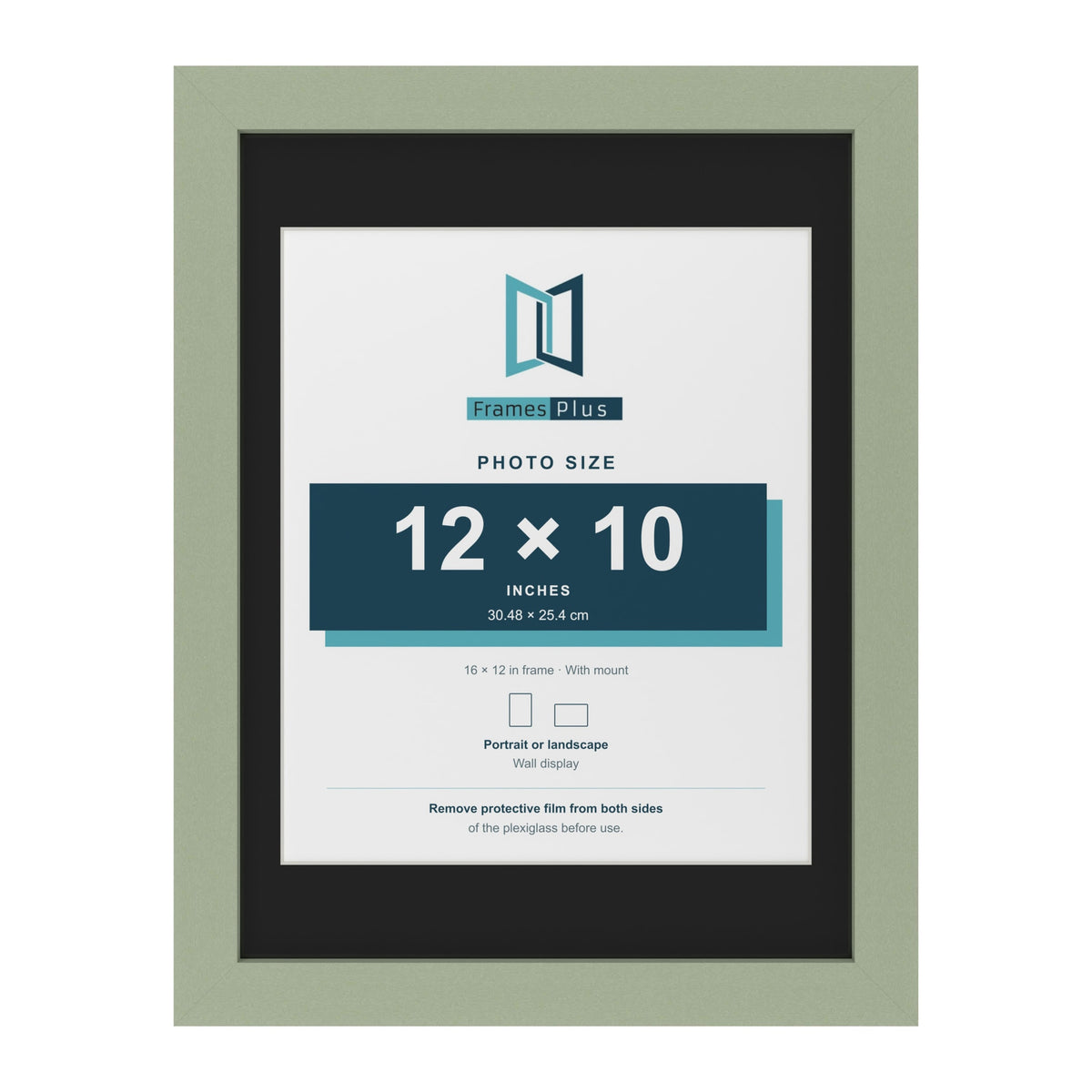 Green 16 x 12 inch picture frame with a black mount for a 12 x 10 inch photo