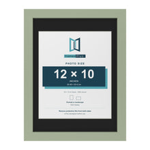 Green 16 x 12 inch picture frame with a black mount for a 12 x 10 inch photo