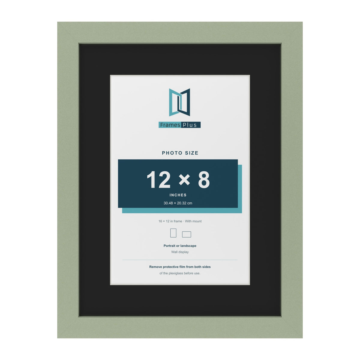Green 16 x 12 inch picture frame with a black mount for a 12 x 8 inch photo