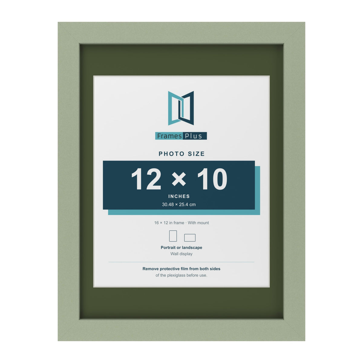 Green 16 x 12 inch picture frame with a green mount for a 12 x 10 inch photo