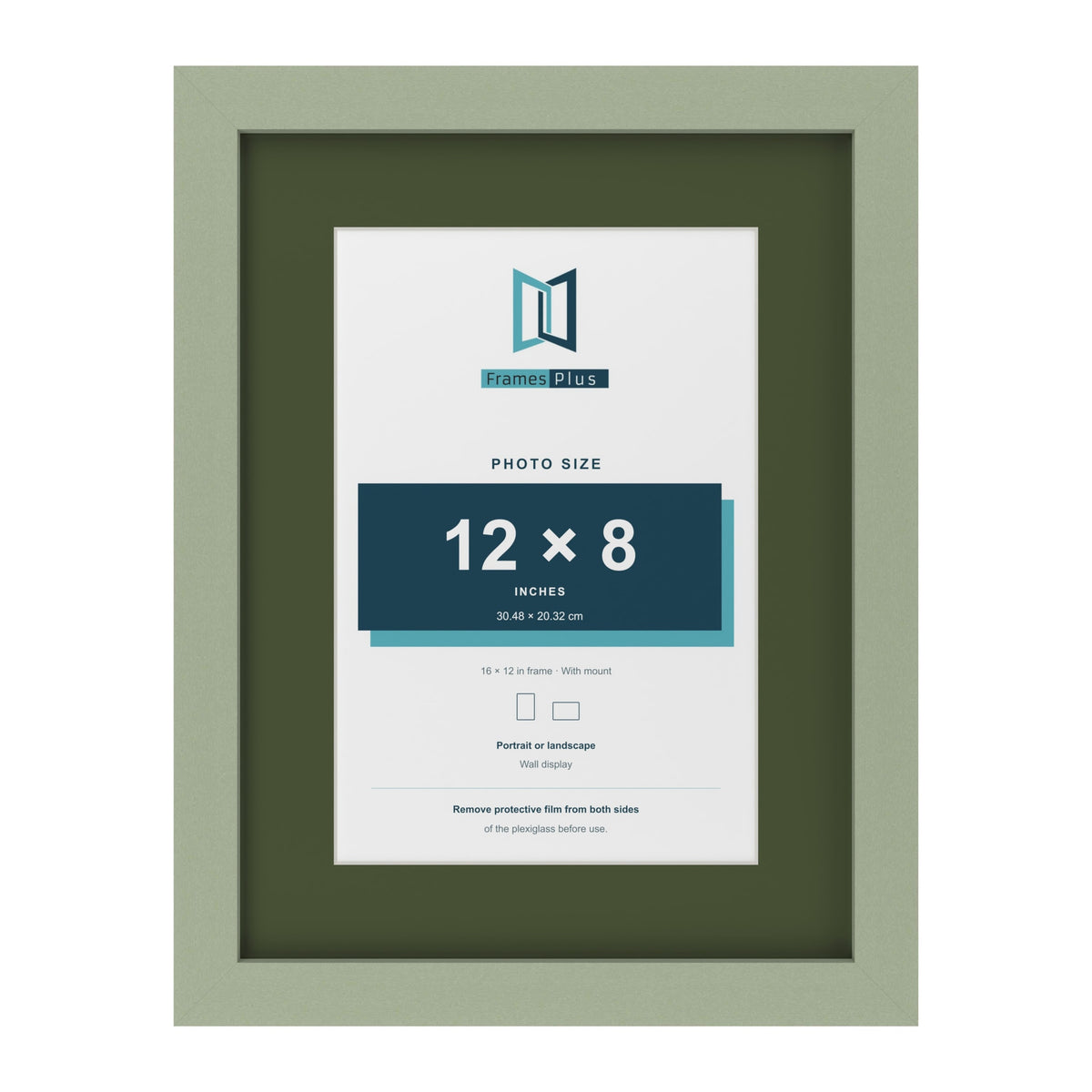 Green 16 x 12 inch picture frame with a green mount for a 12 x 8 inch photo