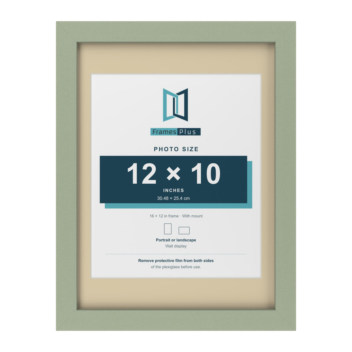 Green 16 x 12 inch picture frame with an ivory mount for a 12 x 10 inch photo