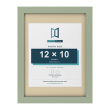 Green 16 x 12 inch picture frame with an ivory mount for a 12 x 10 inch photo